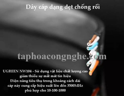 Ugreen 11240 10M màu Đen Cáp mạng LAN CAT6 UPT cáp dẹp NW104 30011240